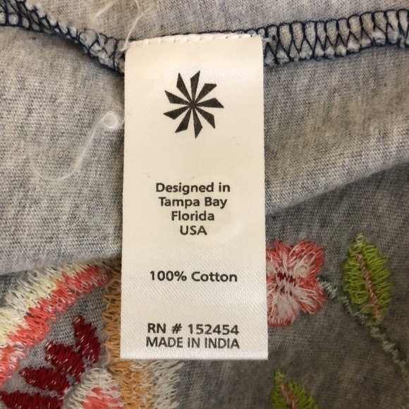 Caite Handmade Embroidered Buttondown Shirt Grey M - Picture 6 of 6